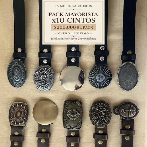 Pack Mayorista x10 Cintos de Cuero Legítimo